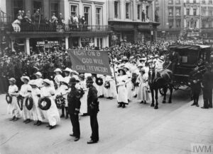 Thousands of mourners take part in the funeral procession of suffragette Emily Davison through the streets of London, June 1913